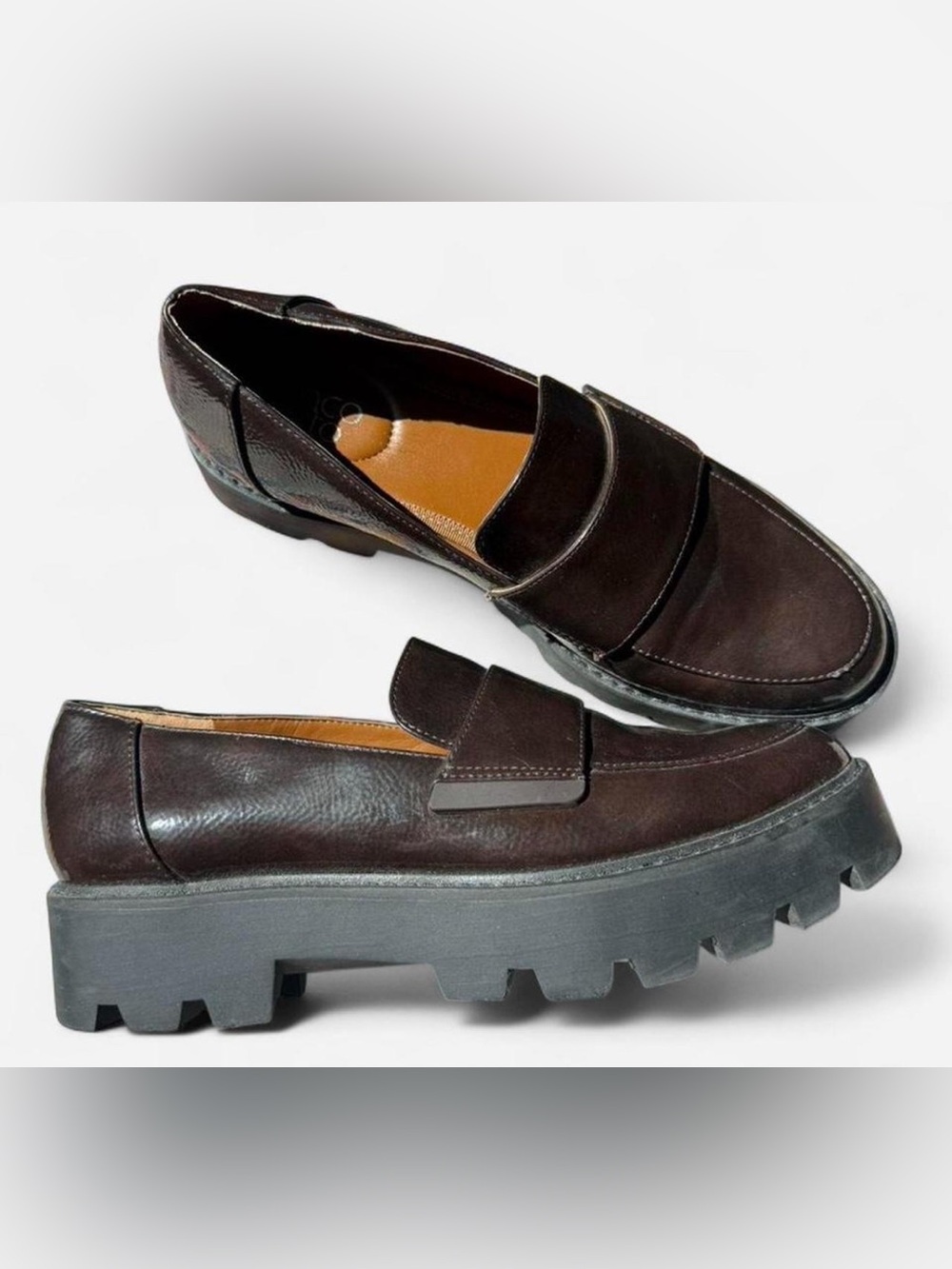Franco Sarto Brown Lug Sole Penny Loafers